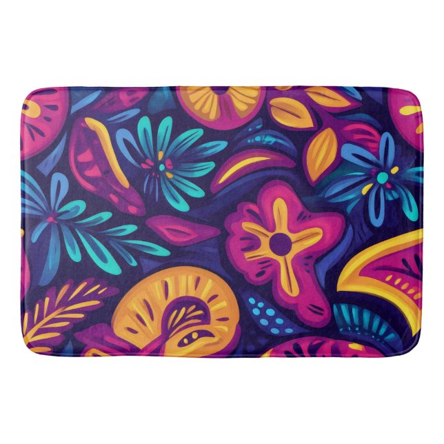 Floral Boho Abstrakt farbig 4 Badematte (Vorderseite)