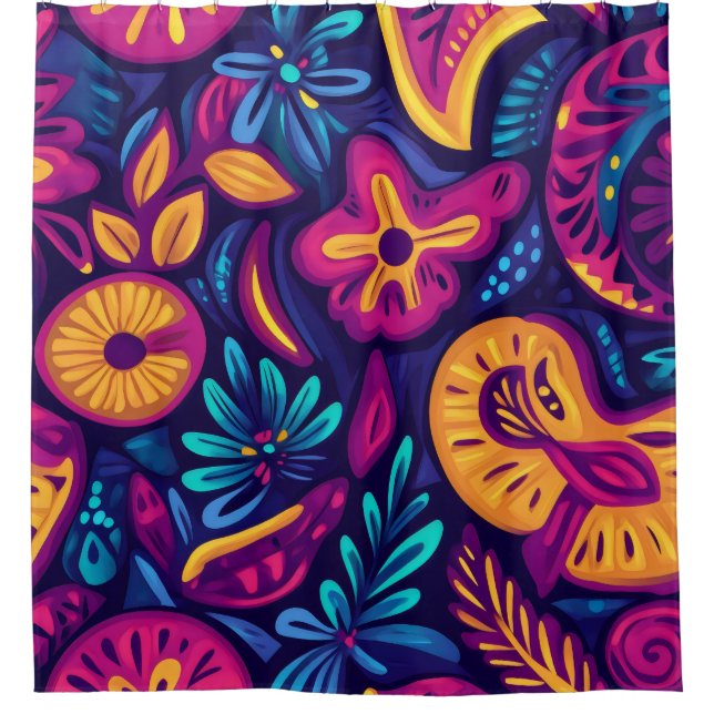 Floral Boho Abstrakt farbig 4 Duschvorhang (Vorderseite)