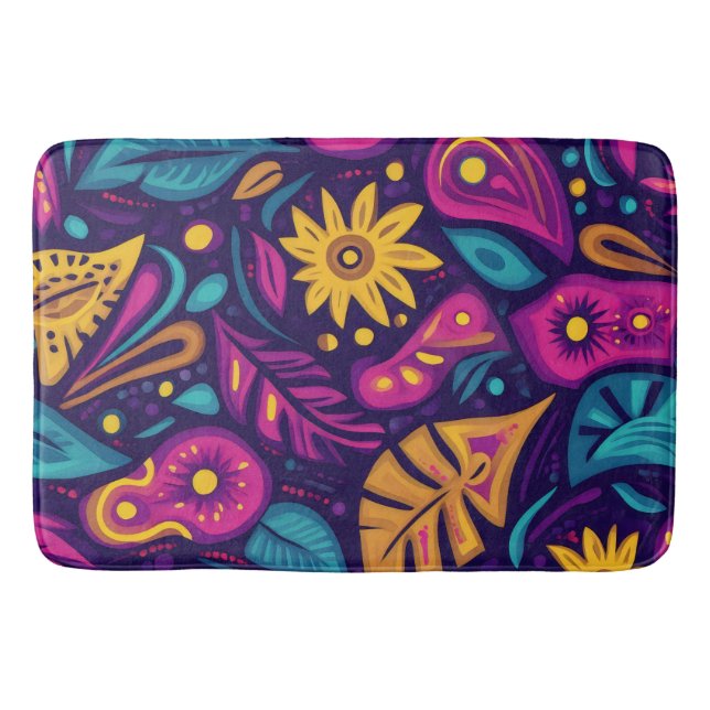 Floral Boho Abstrakt farbig 5 Badematte (Vorderseite)