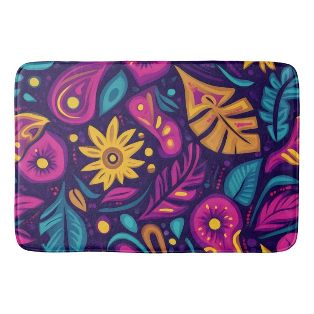 Floral Boho Abstrakt farbig 5 Badematte (Vorderseite)