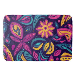 Floral Boho Abstrakt farbig 6 Badematte