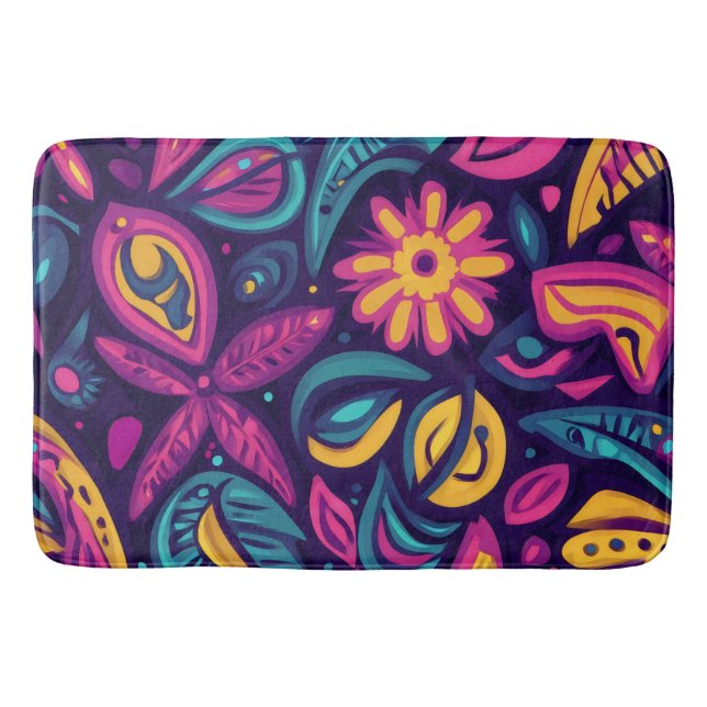 Floral Boho Abstrakt farbig 6 Badematte (Vorderseite)