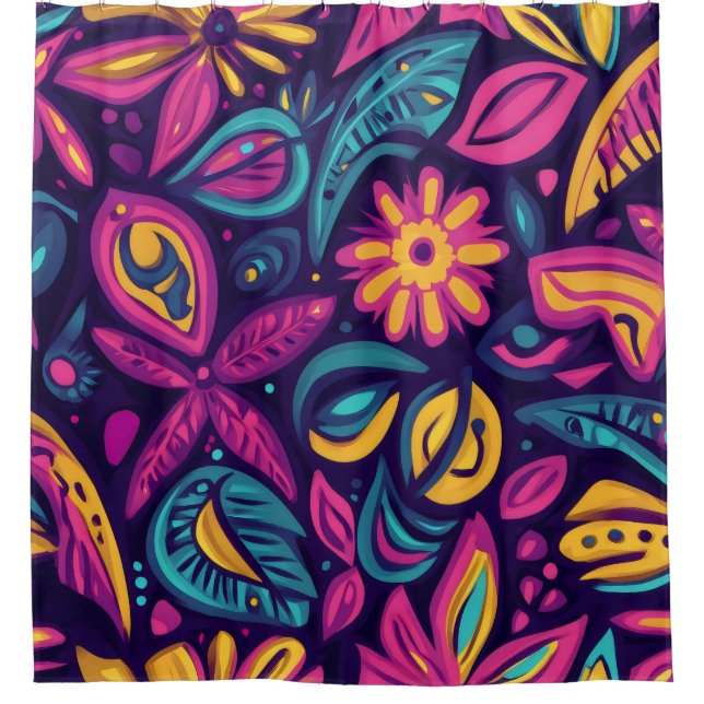 Floral Boho Abstrakt farbig 6 Duschvorhang (Vorderseite)