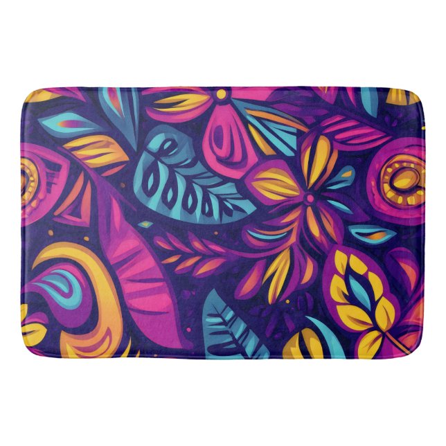Floral Boho Abstrakt farbig 7 Badematte (Vorderseite)