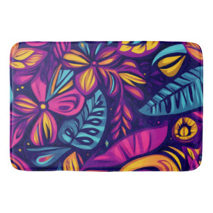 Floral Boho Abstrakt farbig 7 Badematte