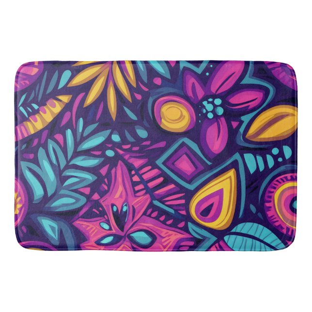 Floral Boho Abstrakt farbig 8 Badematte (Vorderseite)