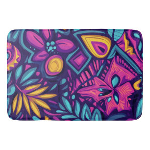 Floral Boho Abstrakt farbig 8 Badematte