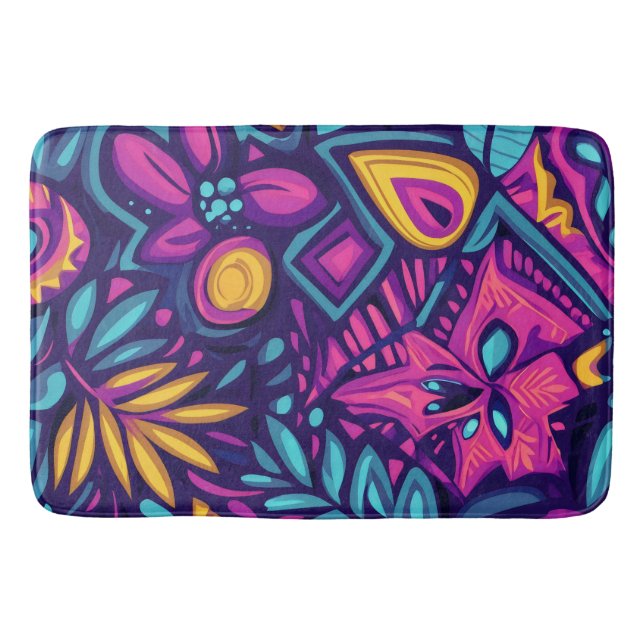 Floral Boho Abstrakt farbig 8 Badematte (Vorderseite)