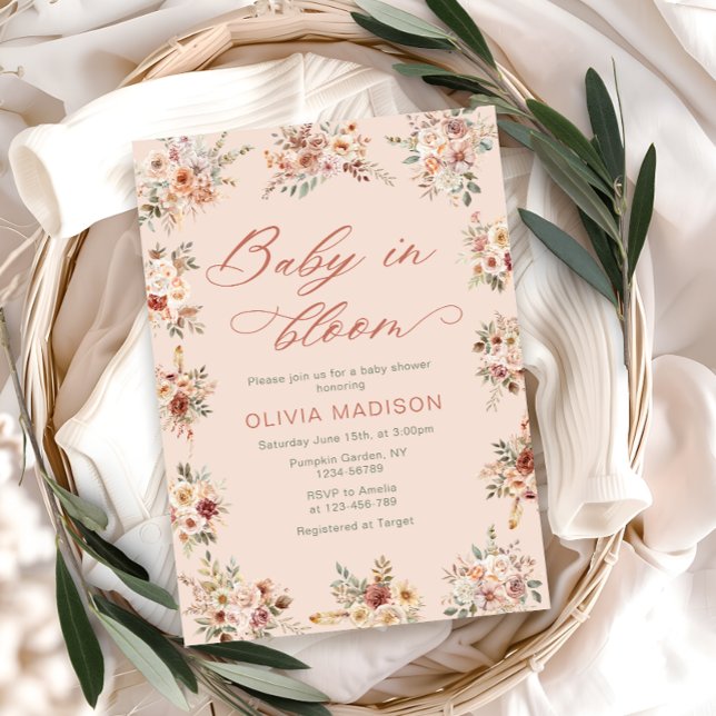 Floral Boho Baby Shower Einladung (Von Creator hochgeladen)