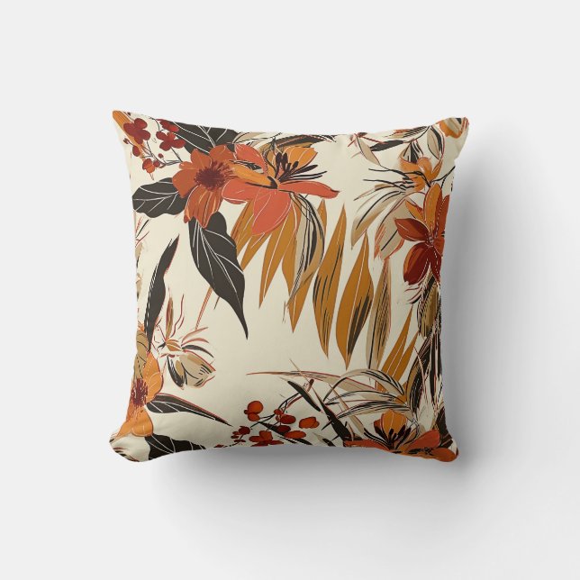 Floral Boho Batik Retro Muster Kissen (Vorderseite)
