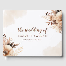 Floral Boho Beige Wedding Gästebuch