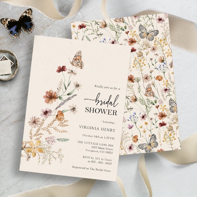 Floral Boho Bridal Dusche Einladung (Rustic Wildflower Floral Boho Bridal Shower Invitation by Painted Paperie
)