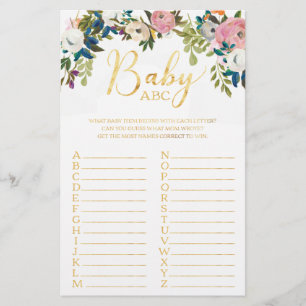 Floral Boho Chic Baby Dusche ABC Spiel