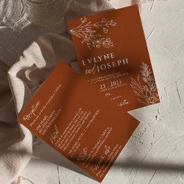 Floral Boho Chic Terracotta Alles in einer Hochzei Einladung