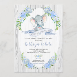 Floral Boho Elephant Baby shower Invitation Garçon