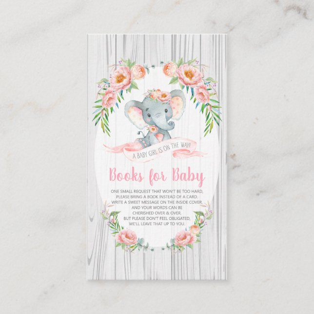 Floral Boho Elephant Babydusche Bringen Sie ein Bu Begleitkarte (Vorderseite)
