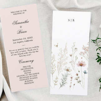 Floral boho été simple programme de mariage