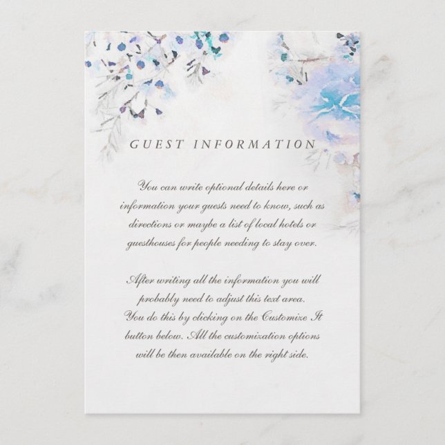 Floral Boho Fresh Light Blue Wedding Card Begleitkarte (Vorderseite)
