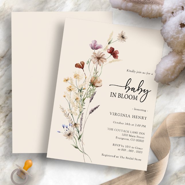 Floral Boho Kinderdusche Einladung (Floral Boho Wildflower Baby Shower Invitation by Painted Paperie
)
