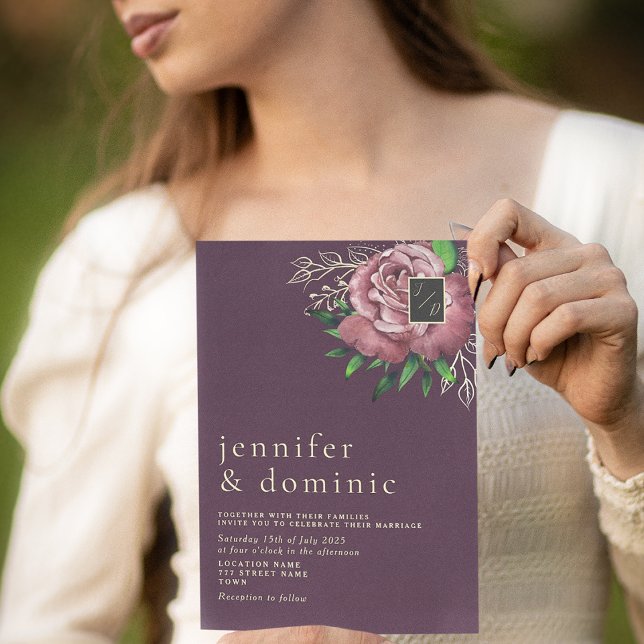 Floral Boho Lila Hochzeit Einladung (Von Creator hochgeladen)