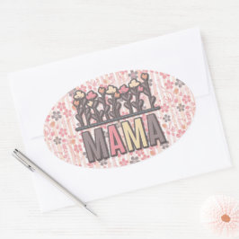 Floral Boho Mama Ovaler Aufkleber