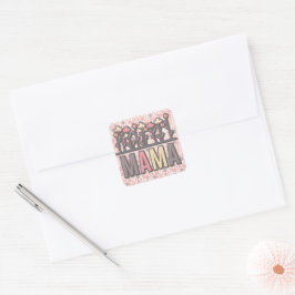 Floral Boho Mama Quadratischer Aufkleber