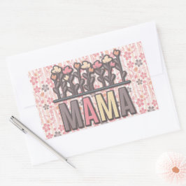 Floral Boho Mama Rechteckiger Aufkleber