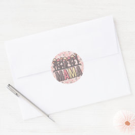 Floral Boho Mama Runder Aufkleber