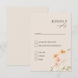 Floral Boho mit Mahlzeiten RSVP-Karte Begleitkarte