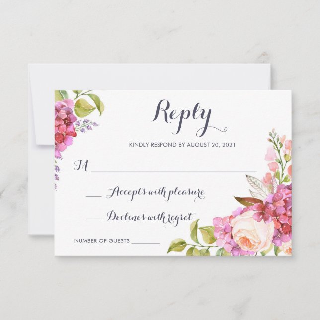 Floral Boho Modern Responcard RSVP (Devant)