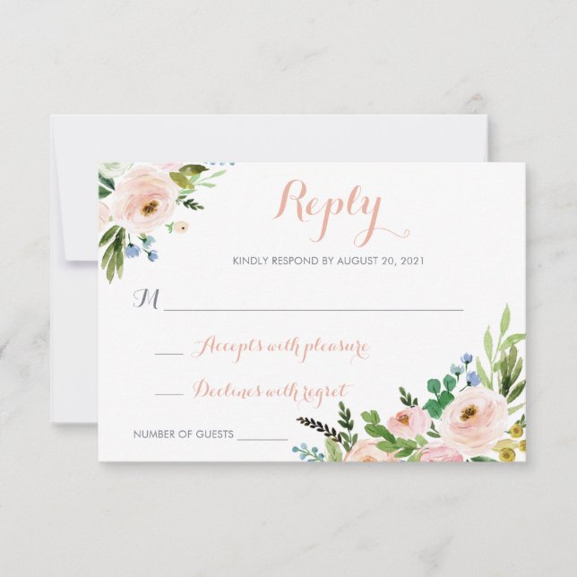 Floral Boho Modern Responcard RSVP (Devant)