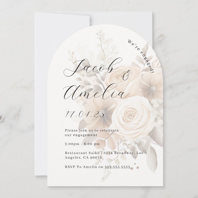 Floral Boho Moderne Arche Engagement Party Einladung (Vorderseite)