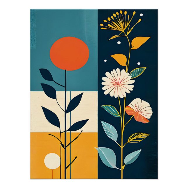 Floral Boho Modernes Poster (Vorderseite)