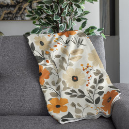 Floral Boho Muster Warme Töne Fleecedecke