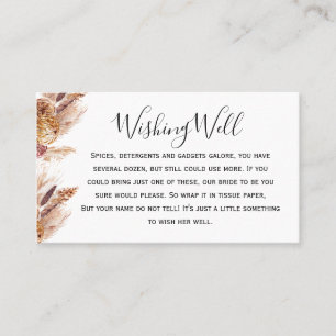 Floral Boho Pampas wünscht Well Brautparty Card Visitenkarte