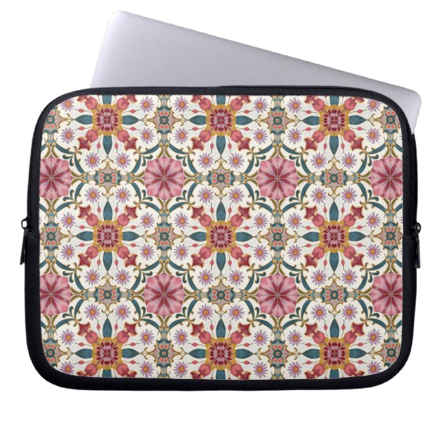 Floral Boho Pattern in Red, Pink & Teal Laptopschutzhülle (Vorderseite)