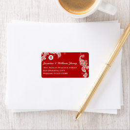 Floral Boho Peacock Elegant Asian Wedding Address Adressaufkleber