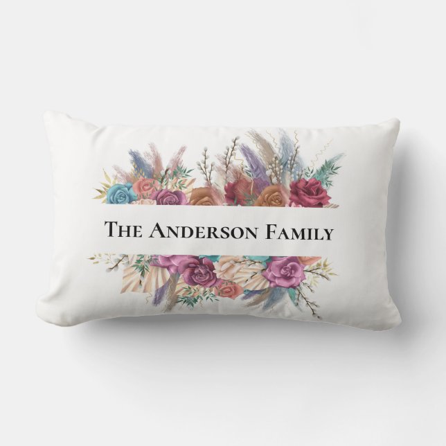 Floral Boho Personalisiert trendy Gift Lendenkissen (Vorderseite)