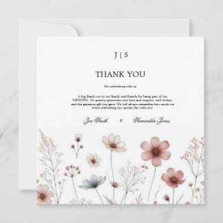 Floral boho Sommer einfach Dankeskarte