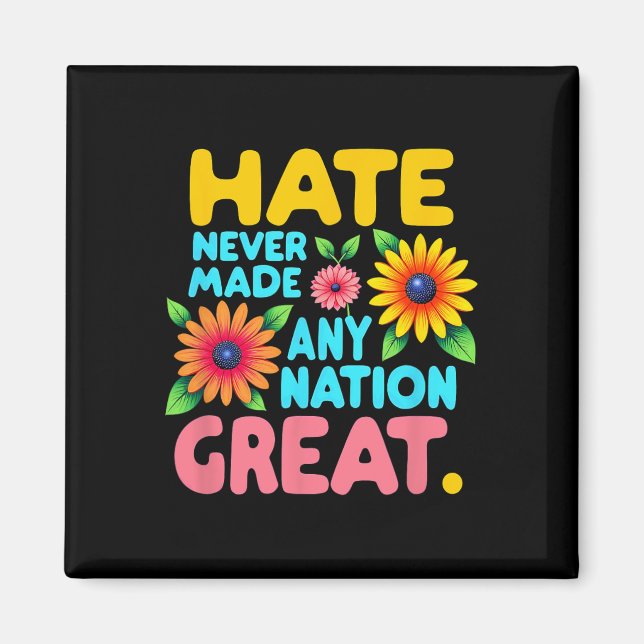 Floral Boho Stil Hass nie machte irgendeine Nation Magnet (Vorne)