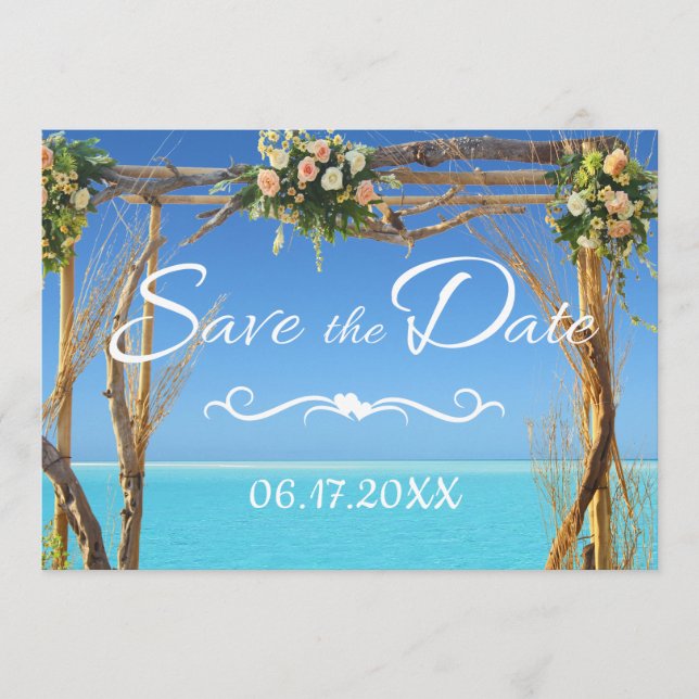 Floral Boho Summer Beach Hochzeit Save the Date (Vorderseite)
