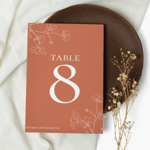 Floral Boho Terracotta Wedding Tischnummer