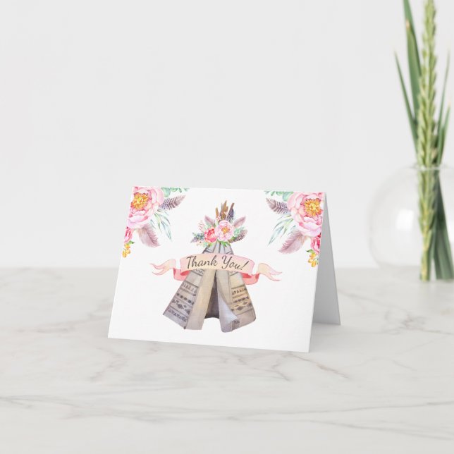 Floral Boho Tribal Teepe Danke (Vorderseite)