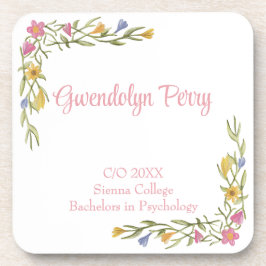 Floral Boho Uni-Abschluß Party Plastik Getränkeuntersetzer