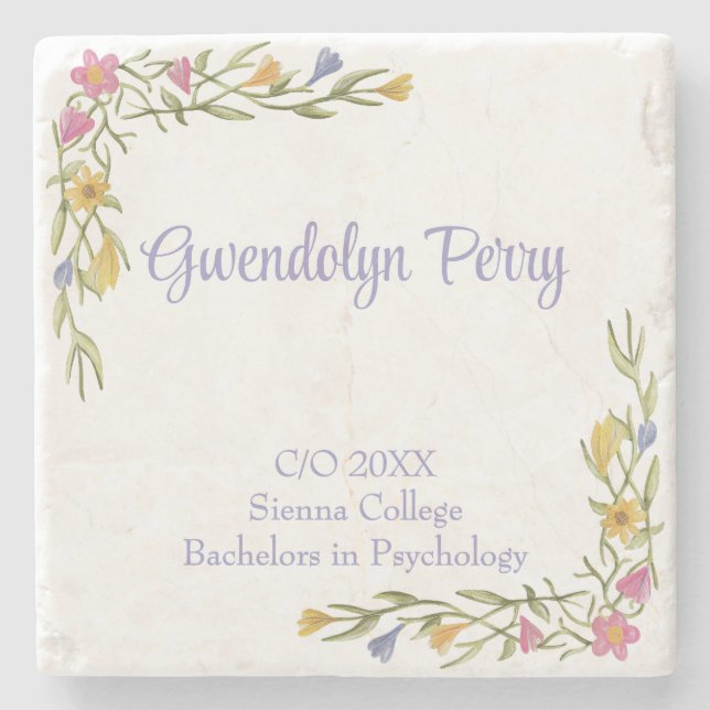 Floral Boho Uni-Abschluß Party Steinuntersetzer (Vorderseite)