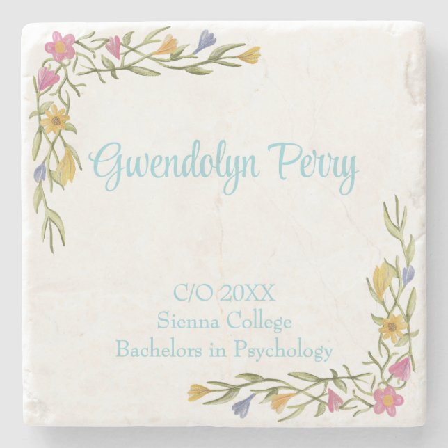 Floral Boho Uni-Abschluß Party Steinuntersetzer (Vorderseite)