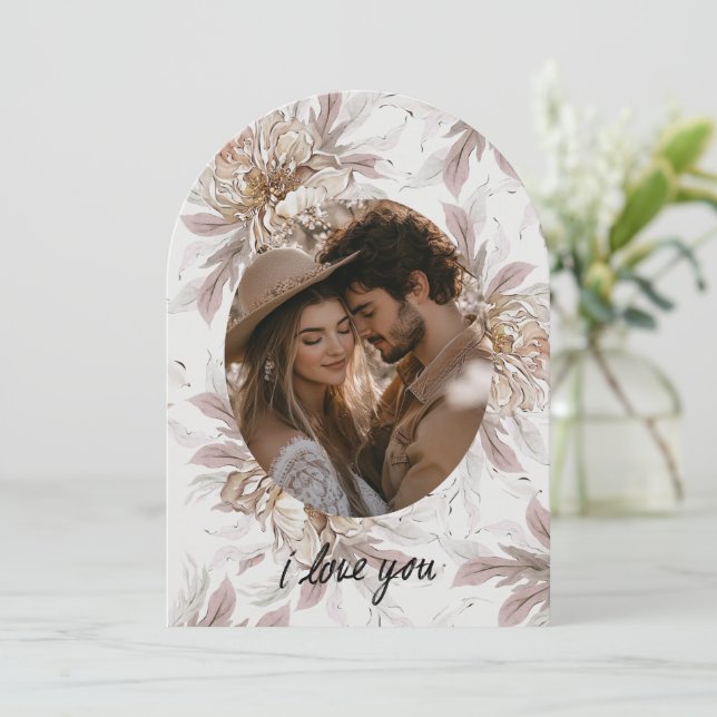 Floral Boho Valentines Card Einladung (Stehend Vorderseite)