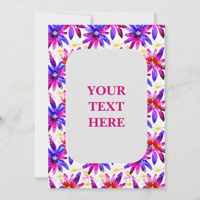 Floral Boho Wasserfarbe - Muster für künstlerische Einladung (Vorderseite)