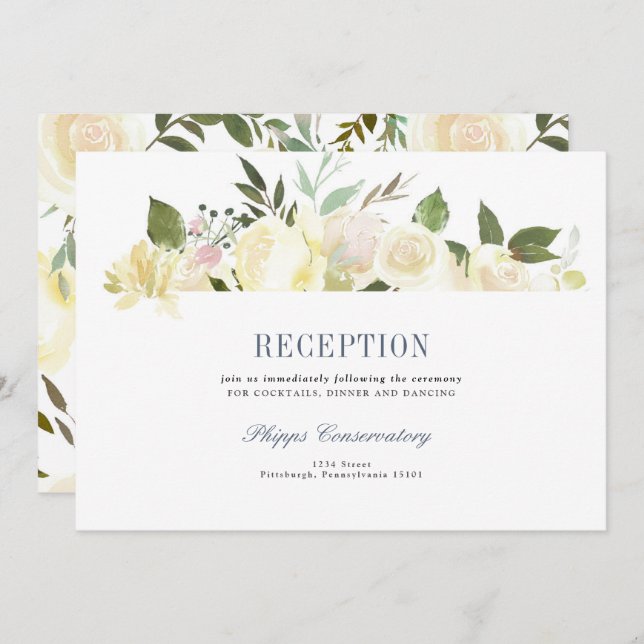 Floral Boho Wedding Reception Card Einladung (Vorne/Hinten)