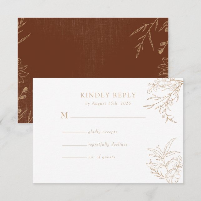 Floral Boho Wedding RSVP Cards Karte (Vorne/Hinten)